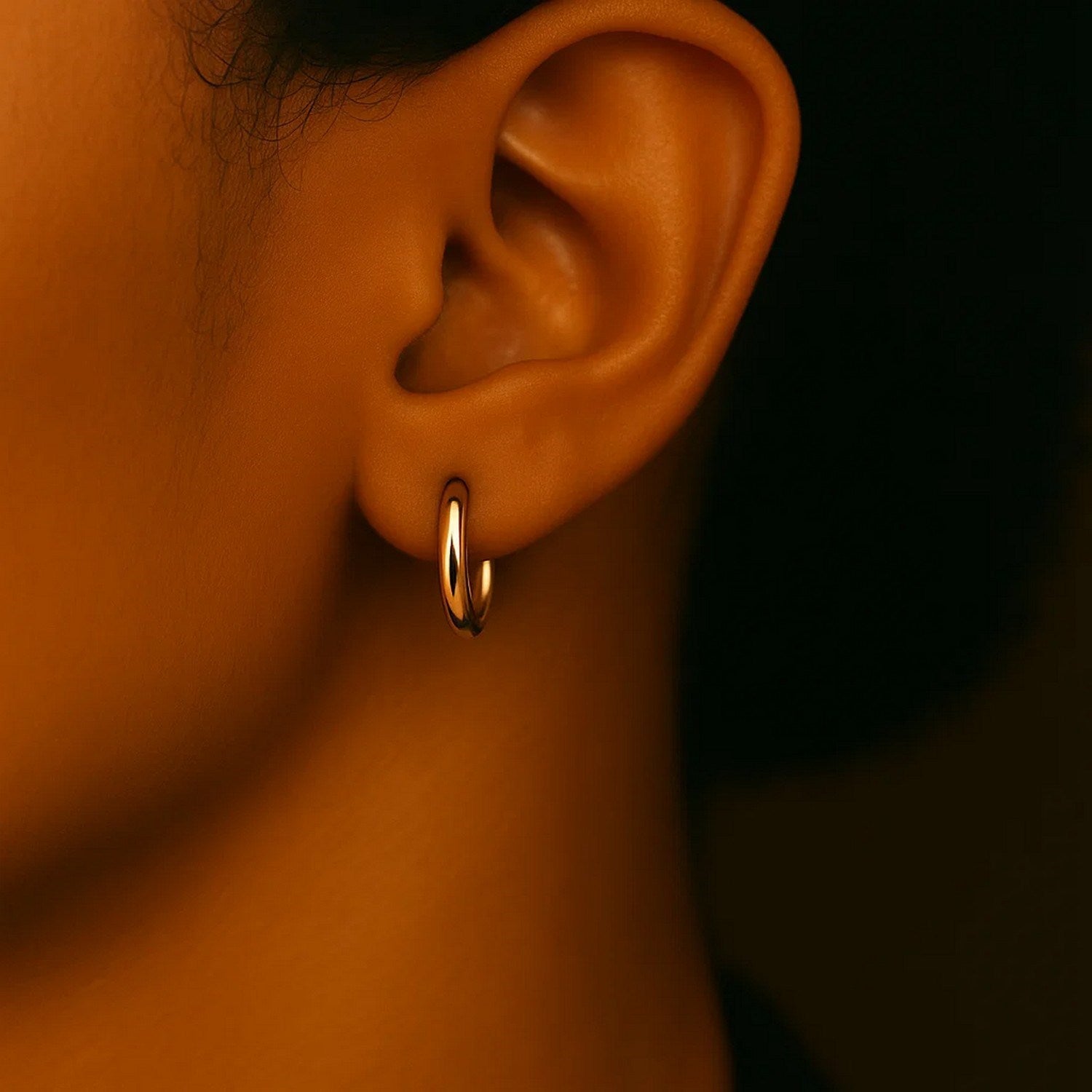 Classic Hoop Earrings, 10K Yellow Gold