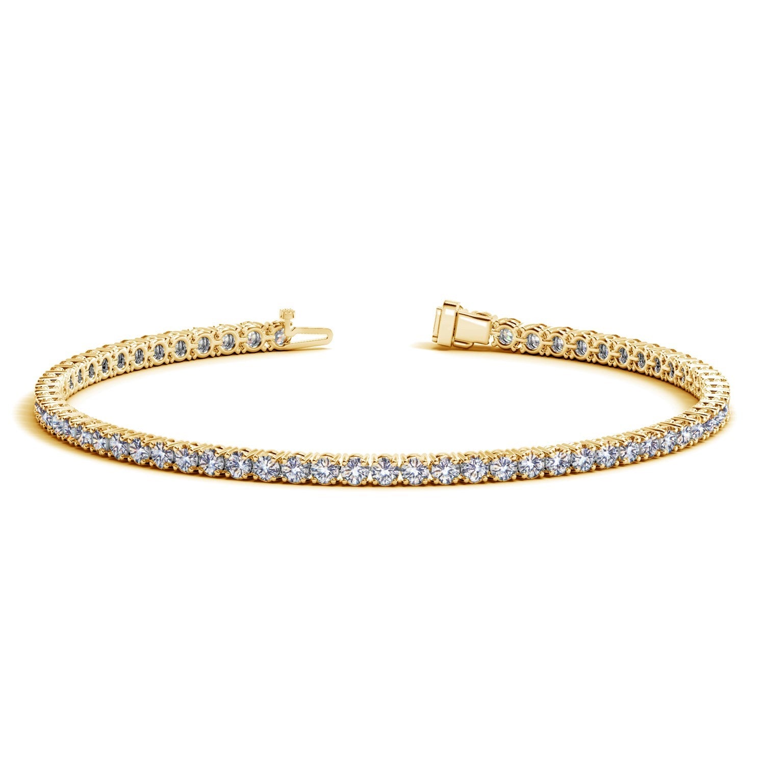 3ct Lab-Grown Diamond Tennis Bracelet, 14K Yellow Gold