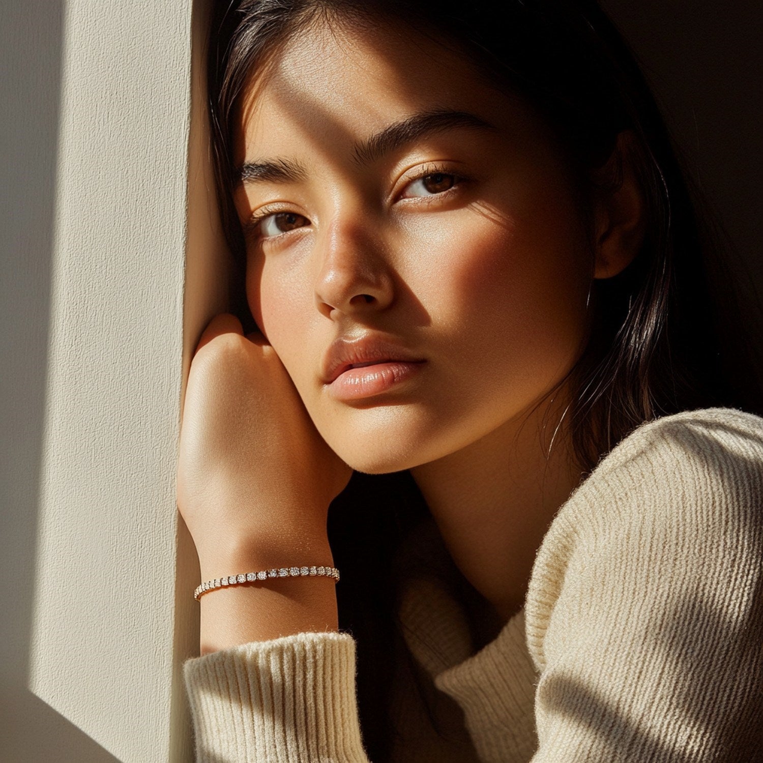 3ct Lab-Grown Diamond Tennis Bracelet, 14K Yellow Gold