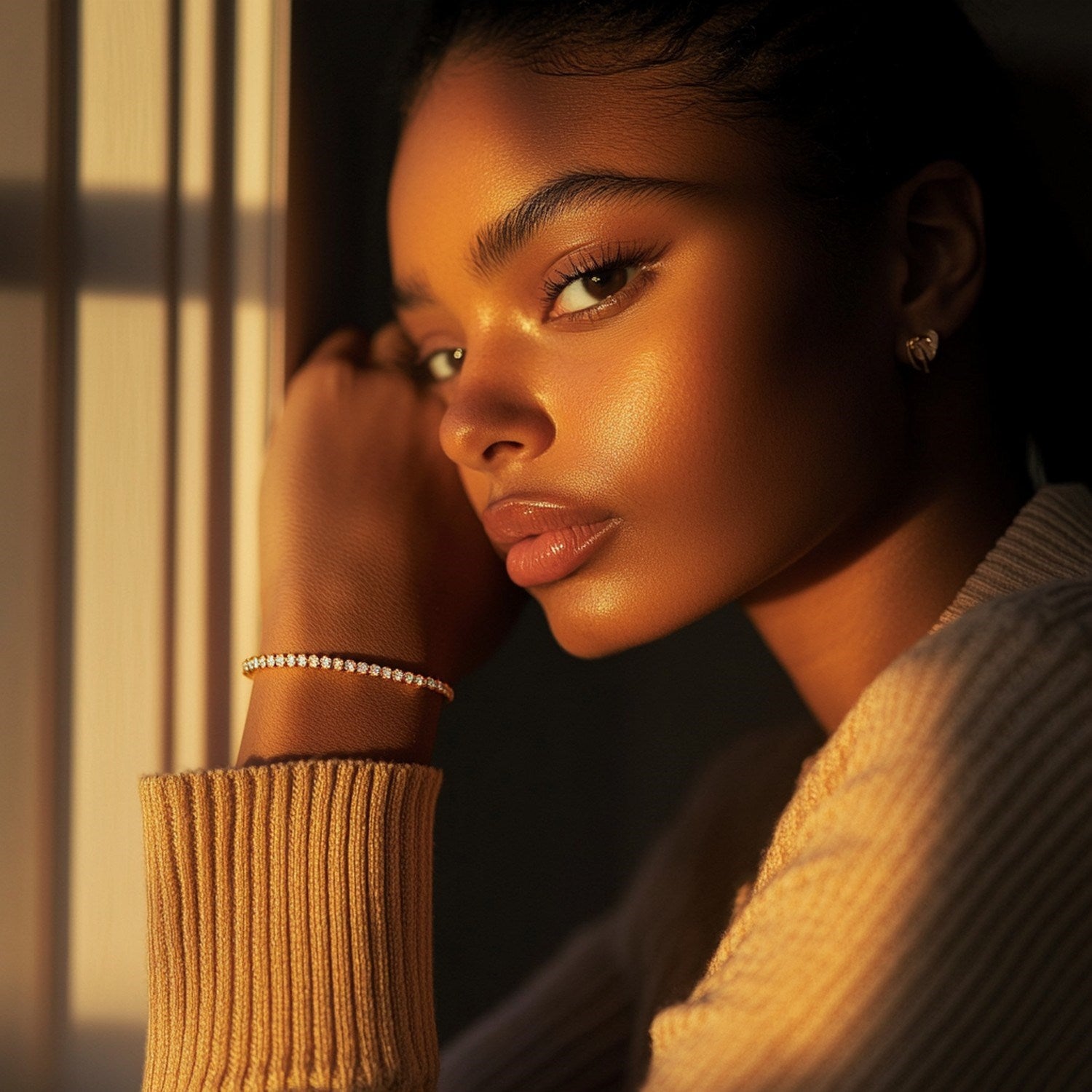 3ct Lab-Grown Diamond Tennis Bracelet, 14K Yellow Gold